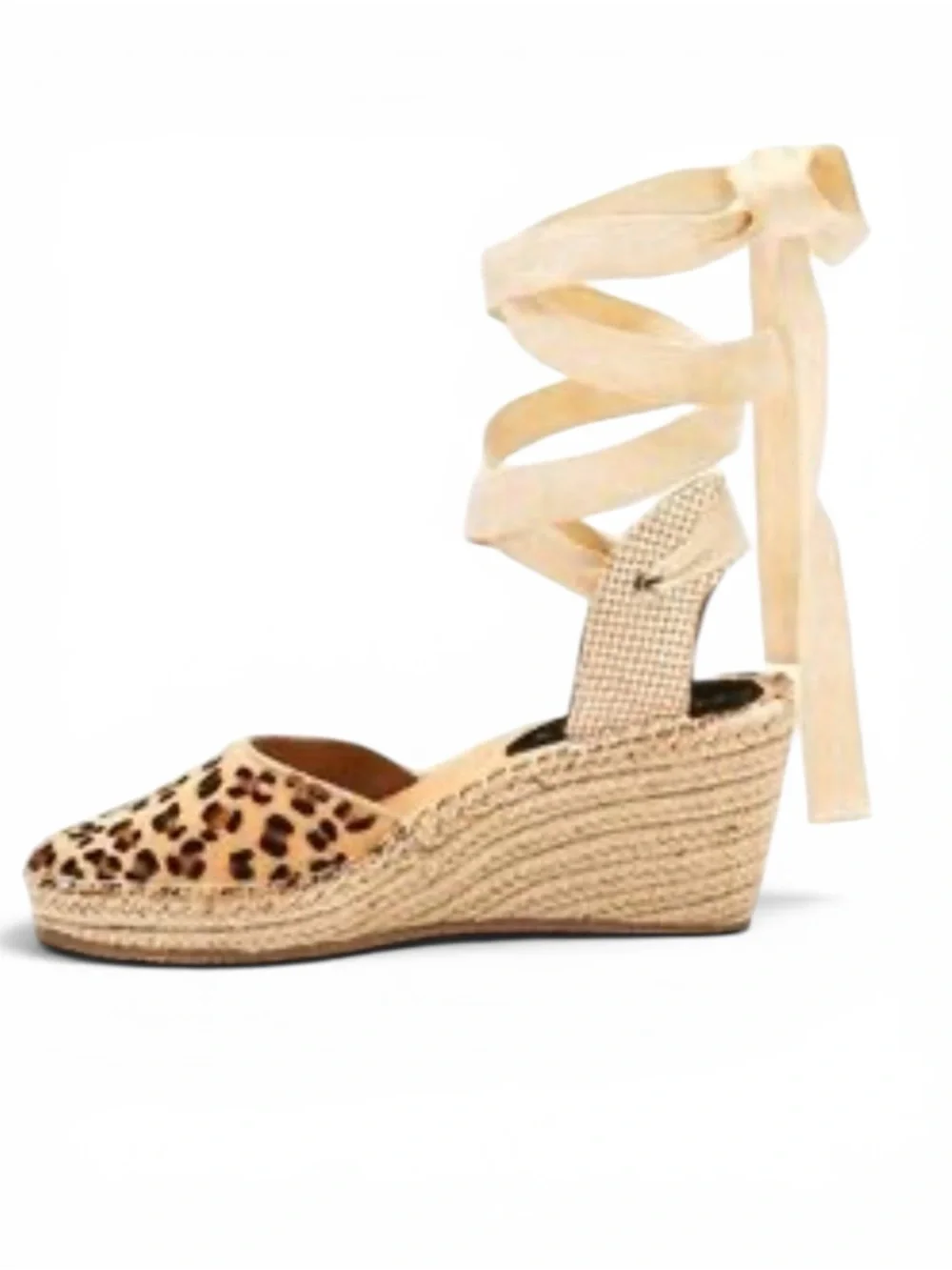NWT Coconuts by Matisse Firefly Leopard Calf Hair Espadrille Wedges Sz 6